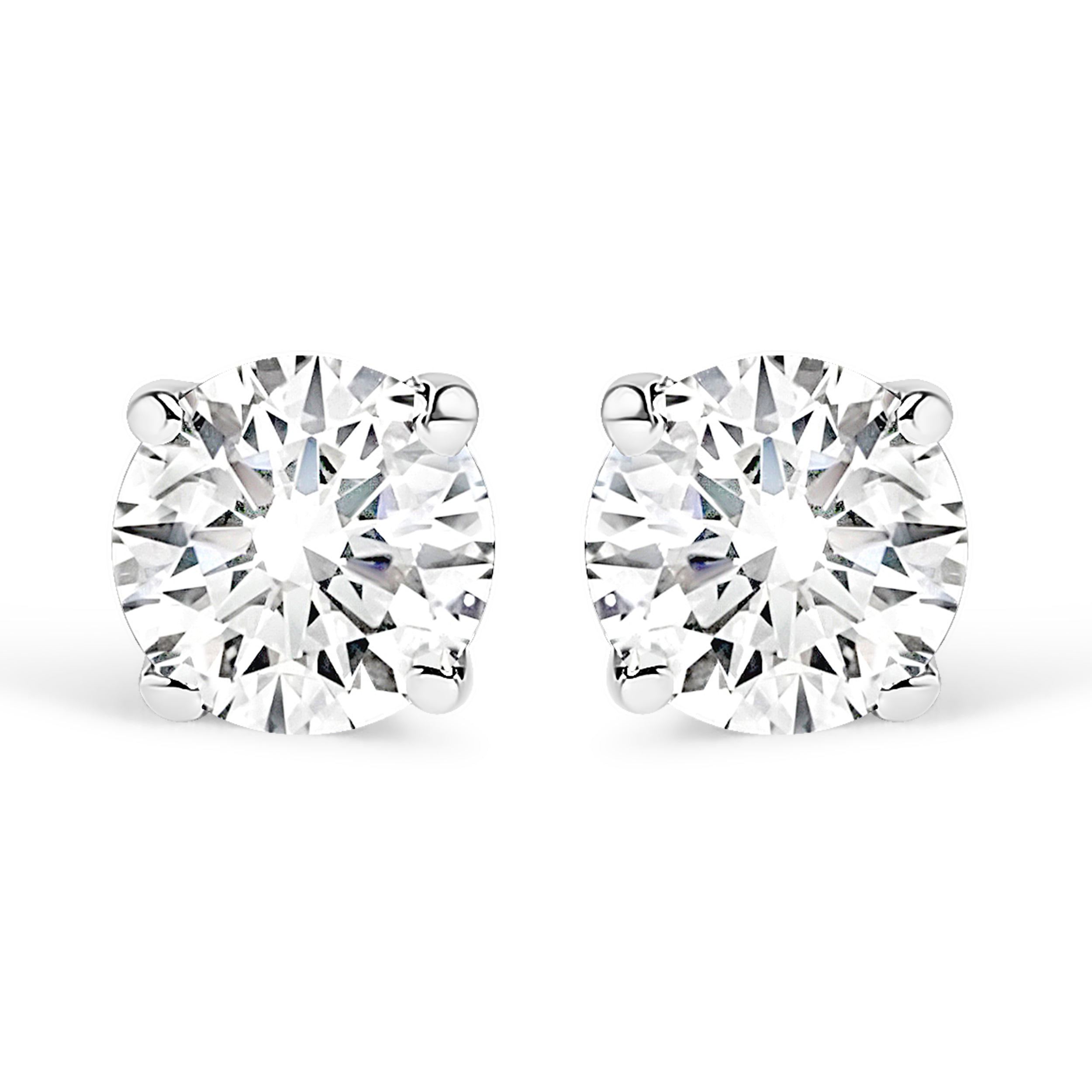 AGS Certified 14K White Gold 1.0 cttw 4-Prong Set Brilliant Round-Cut Solitaire Diamond Push Back Stud Earrings (G-H Color, I1-I2 Clarity)