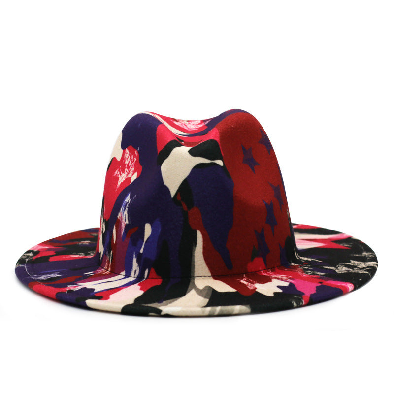 Beautiful Two Tone Luxury Fedora Hat Men's and Women's Hat Unique Retro Design Men's Fedoras Hat Colorful Fedoras Jazz Cap Elegant Soft Hat Wide Brim Party Hats 56-58CM Stevvex