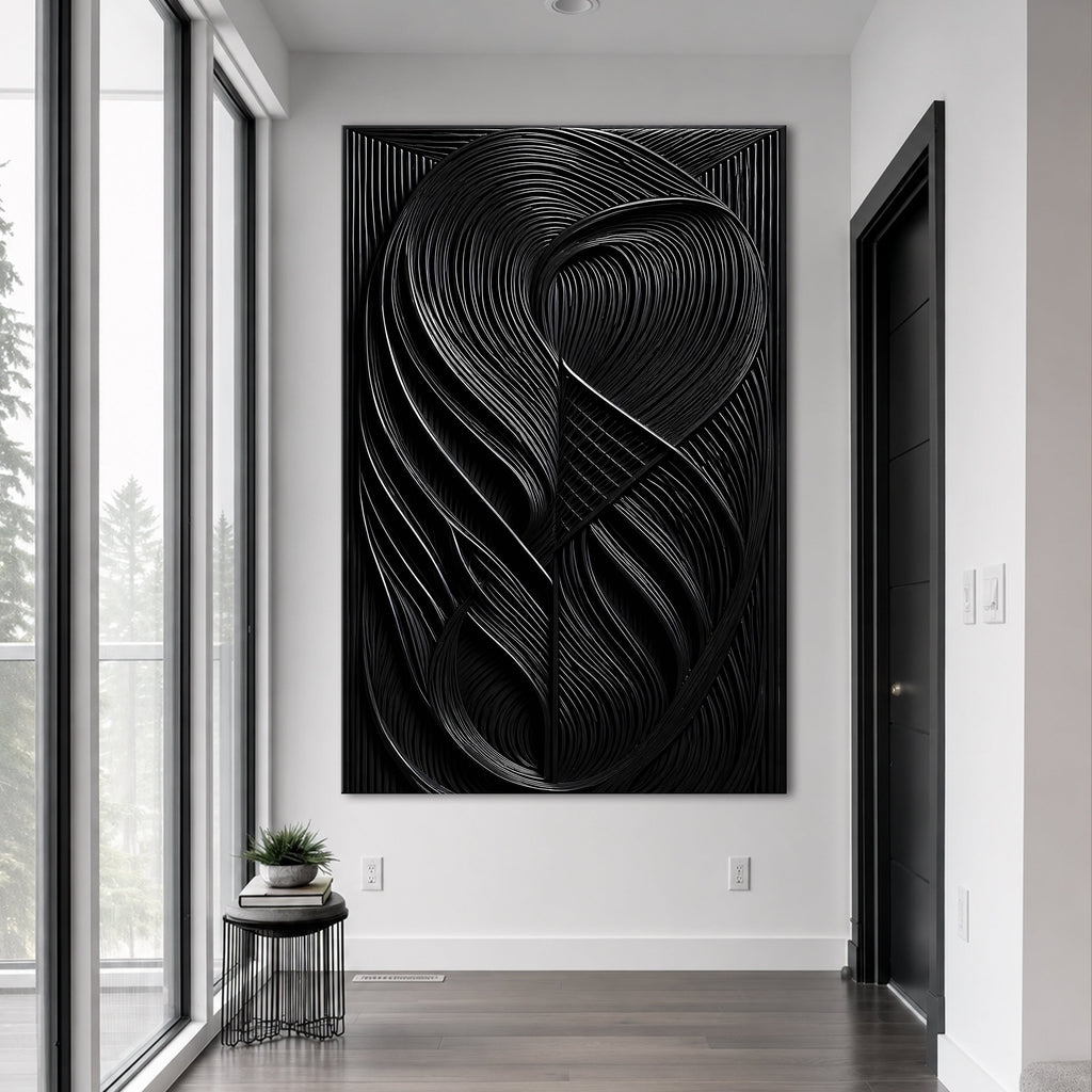 Modern Black Waves Wall Art Tailored Canvases