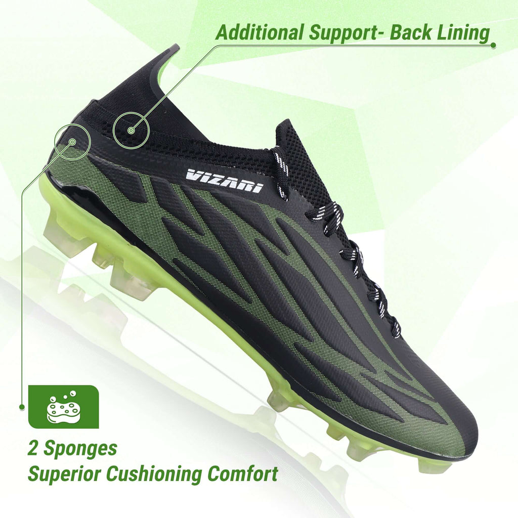 Provo Adult Firm Ground Soccer Cleats - Black/Lime Vizari Sports