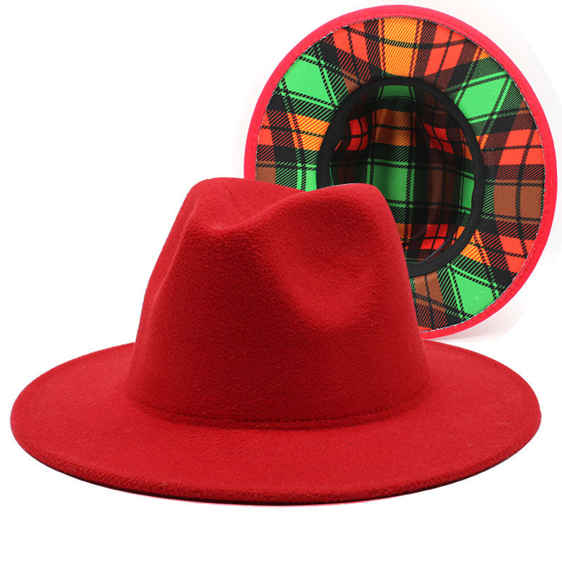 Beautiful Two Tone Luxury Fedora Hat Men's and Women's Hat Unique Retro Design Men's Fedoras Hat Colorful Fedoras Jazz Cap Elegant Soft Hat Wide Brim Party Hats 56-58CM Stevvex