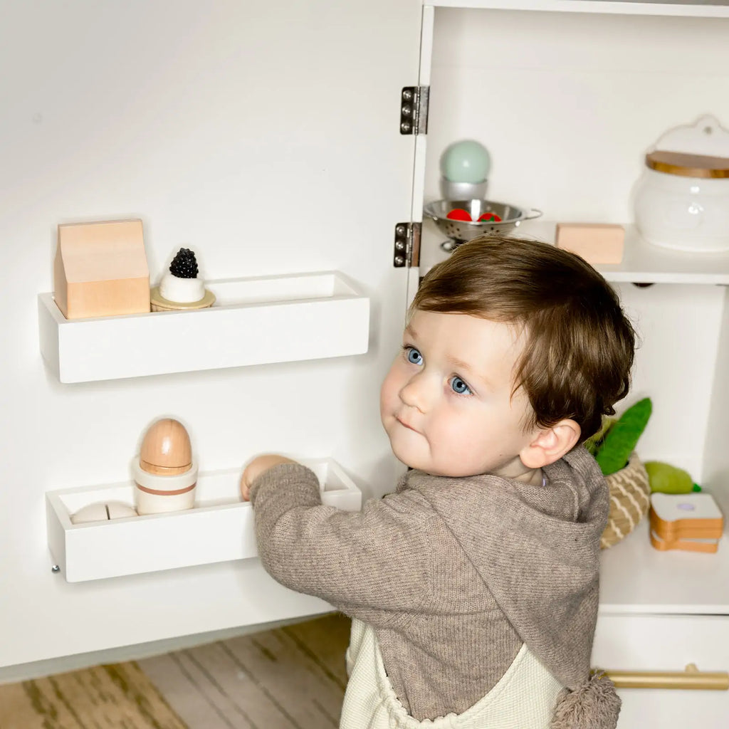 Tiny Land® Play Kitchen Accessories – Play Kitchen Fridge: Wooden Cabinet Refrigerator for Kids Tiny Land INC