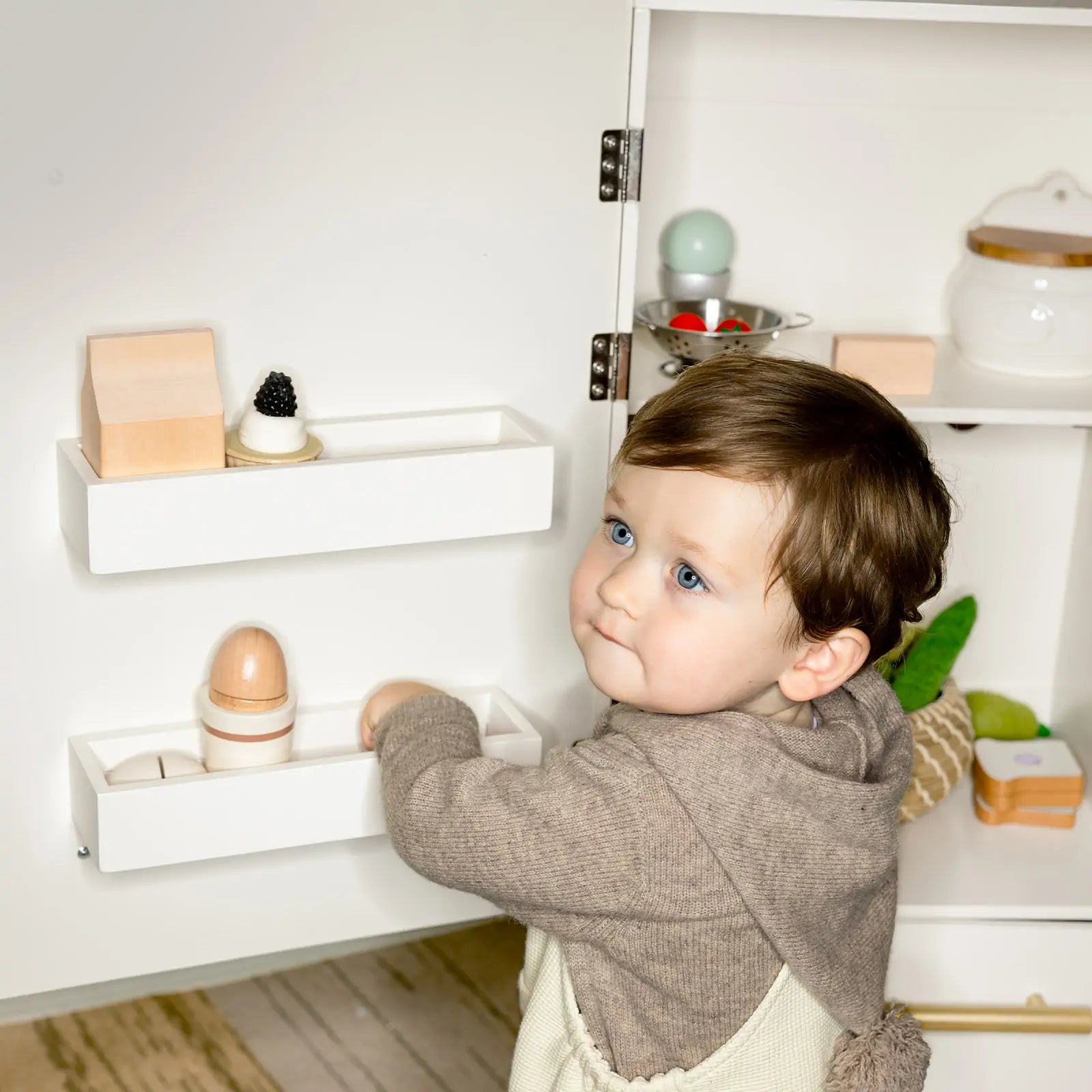 Tiny Land® Play Kitchen Accessories – Play Kitchen Fridge: Wooden Cabinet Refrigerator for Kids Tiny Land INC