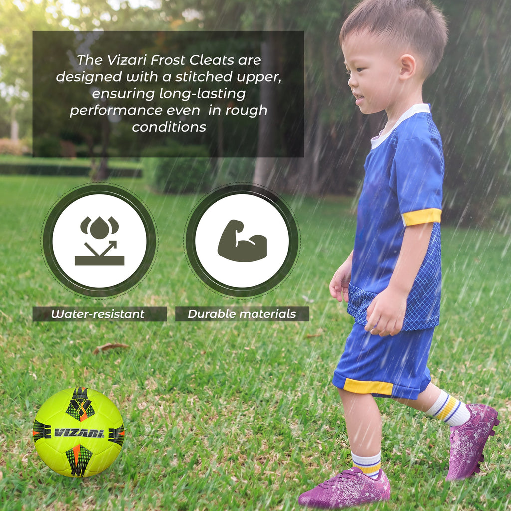Vizari Frost 3 Youth Firm Ground Soccer Cleats for Natural Grass and Outdoor Play- Purple Vizari Sports