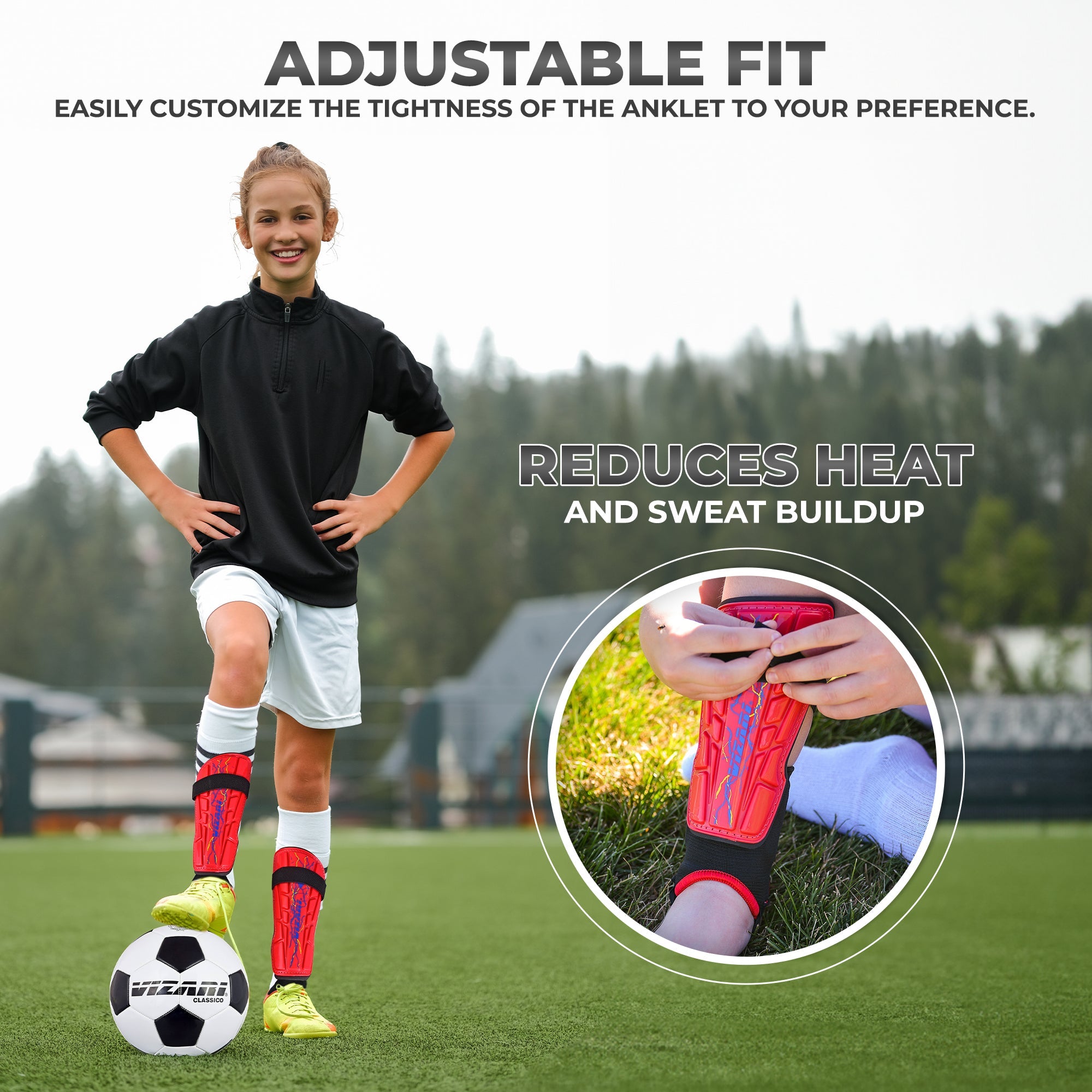 Vizari Zodiac Soccer Shin Guard with Detachable Ankle Protection – Red Vizari Sports
