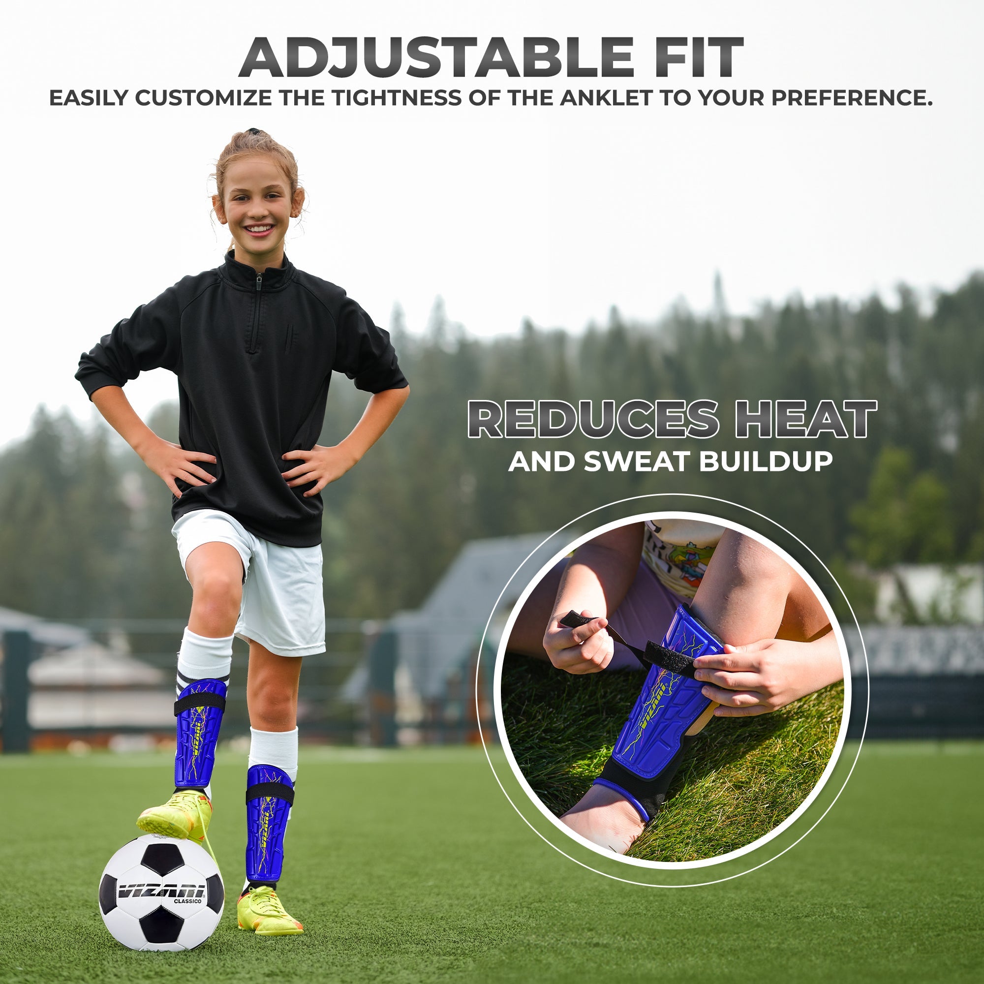 Vizari Zodiac Soccer Shin Guard with Detachable Ankle Protection – Blue Vizari Sports