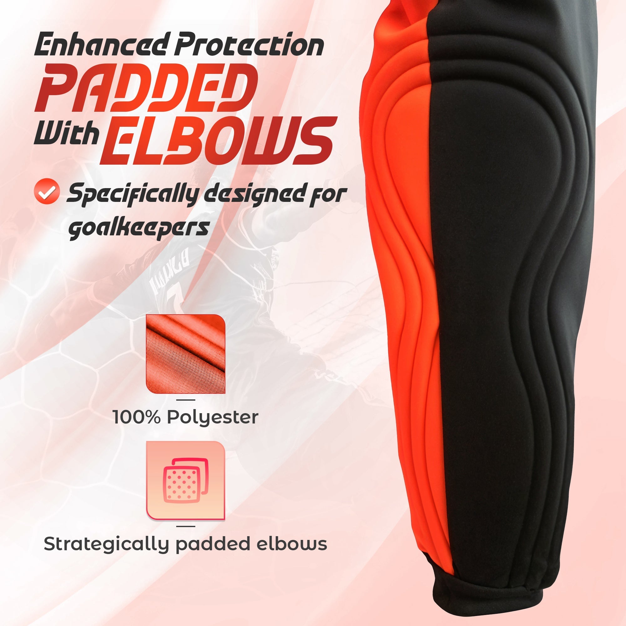 Vizari Vallejo Goalkeeper Jersey with Padded Elbows – Orange/Black Vizari Sports