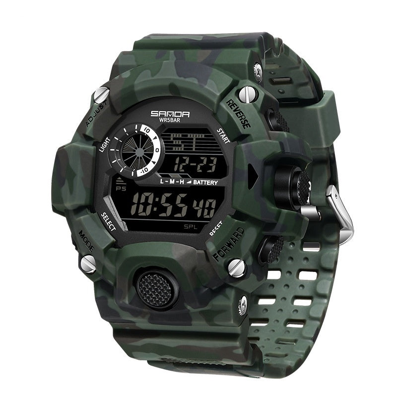 Shock Military Army Mens Watch In Camouflage  Style With LED Digital Back Light With Luminous  Effect Stevvex