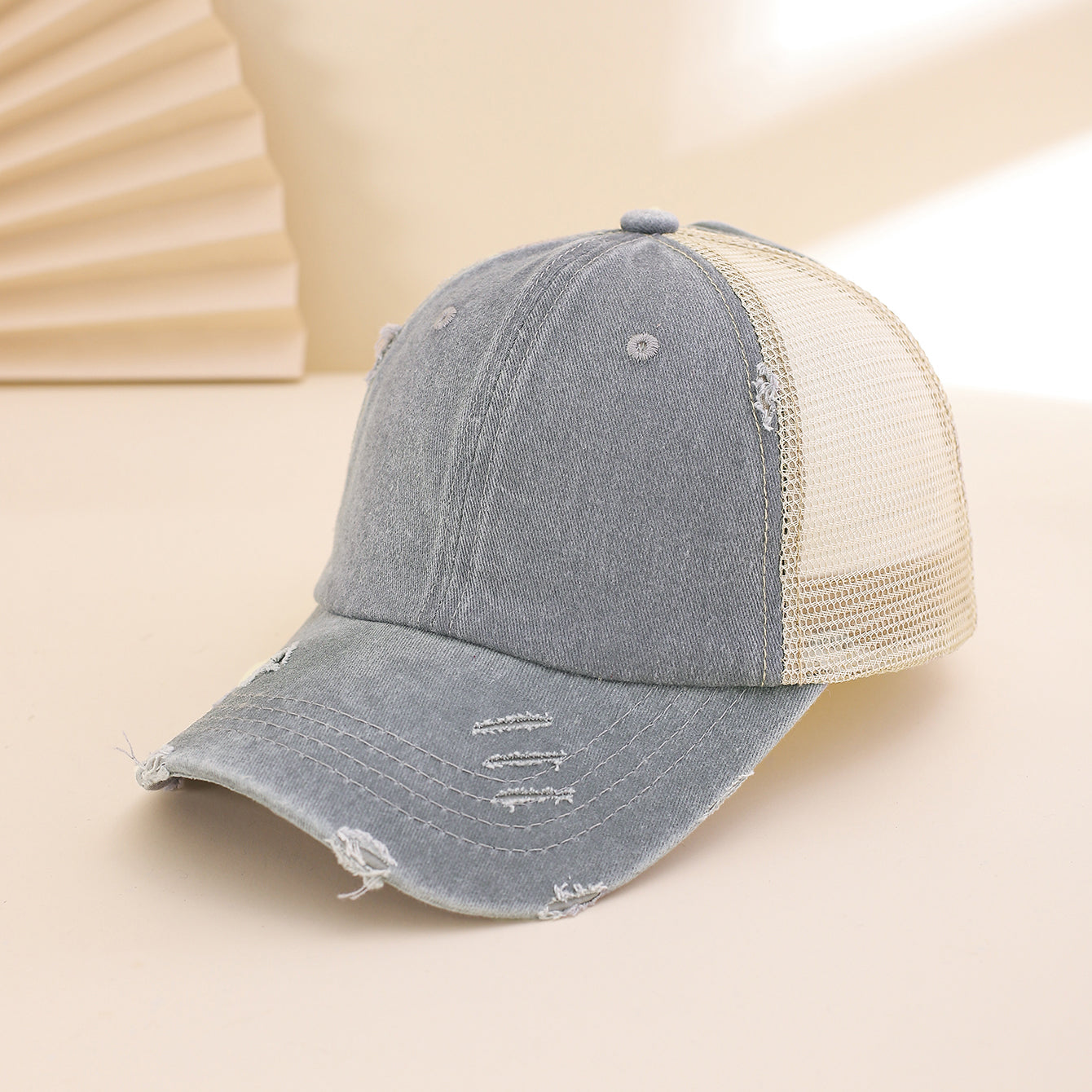 Distressed Washed Mesh Baseball Cap – Frayed Unisex Hat for Outdoor & Daily Wear FitiqueFit
