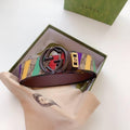 GUCCI Embellished coated-canvas and leather belt 'Multicolor' Banlieue91