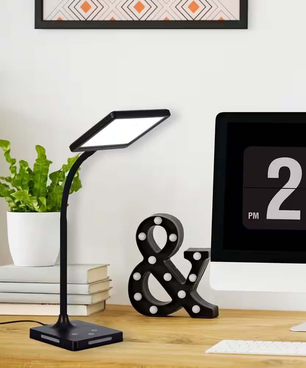 Brilli 21"H Charge Up Circadian LED Desk Lamp Black Finish with Touch Switch, Night Light on Base LampsUSA