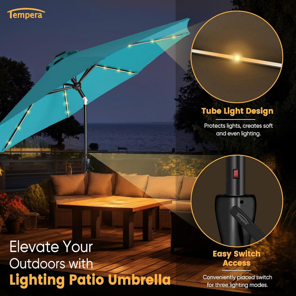 Solar Patio Umbrella Illuminated With Durable LEDs
