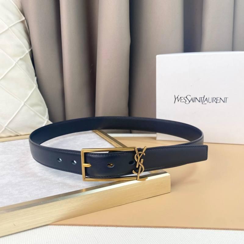 Saint Laurent Classic Monogram Square Buckle Belt Embossed Leather Banlieue91