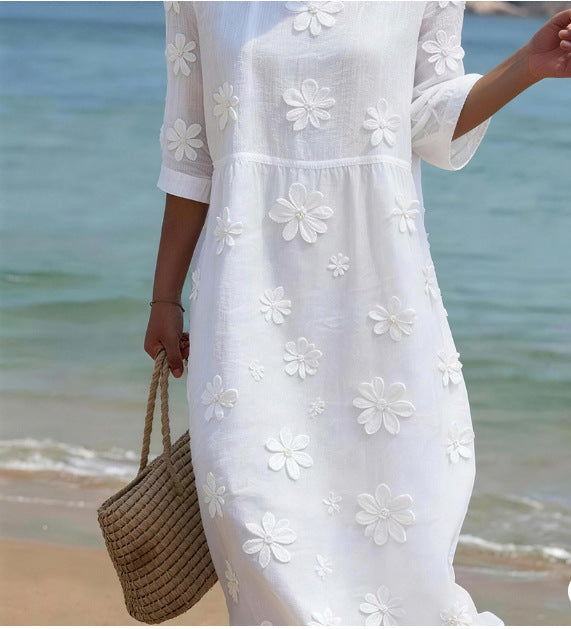 Women's Plus-Size Patchwork Maxi Dress – Relaxed Fit Casual Skirt FitiqueFit