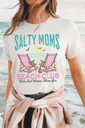White Salty Moms Beach Club Short Sleeve Graphic Tee