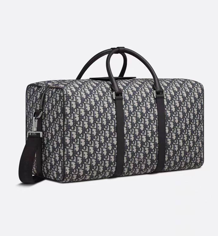 Dior Men Lingot 50 Bag Beige and Black Dior Oblique Jacquard Banlieue91
