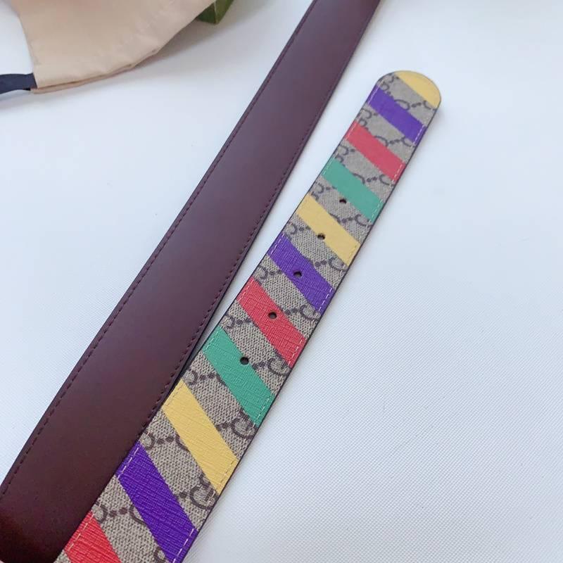 GUCCI Embellished coated-canvas and leather belt 'Multicolor' Banlieue91