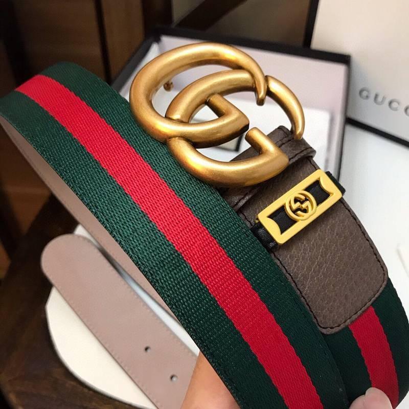 Gucci GG Marmont Web Belt Canvas and Leather 'Green/Red' Banlieue91