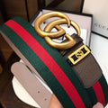 Gucci GG Marmont Web Belt Canvas and Leather 'Green/Red' Banlieue91