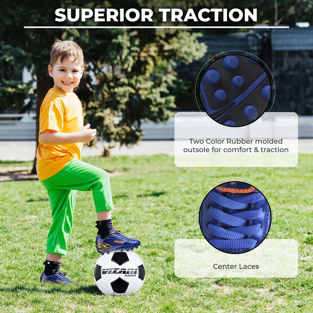 Youth Firm Ground Soccer Cleats – Blaze Blue/Orange Vizari Sports