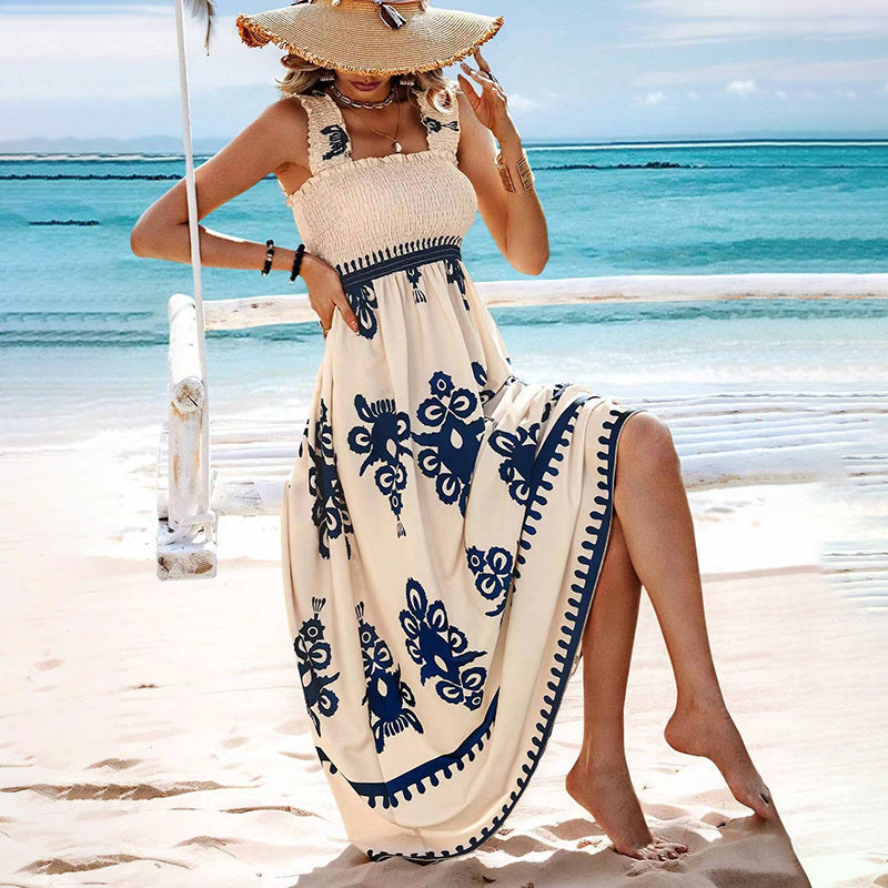 Women’s Wide-Strap Printed Maxi Dress FitiqueFit