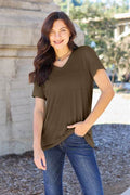 Basic Bae Full Size V-Neck Short Sleeve Women T-Shirt Zara-Craft