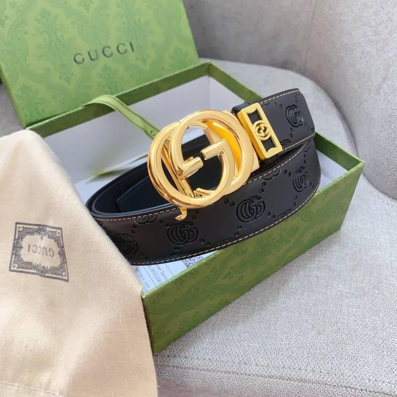 GUCCI Embellished coated-canvas and leather belt 'Black' Banlieue91