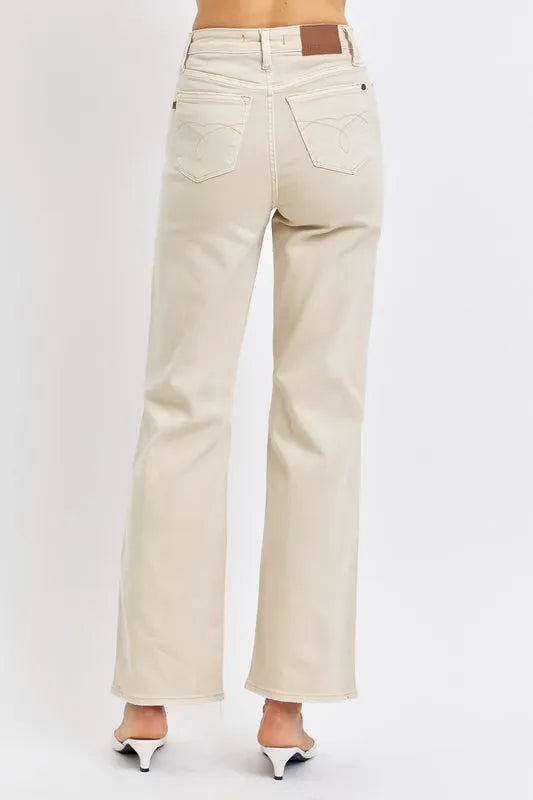 Judy Blue Full Size High Waist Distressed Wide Leg Women Jeans