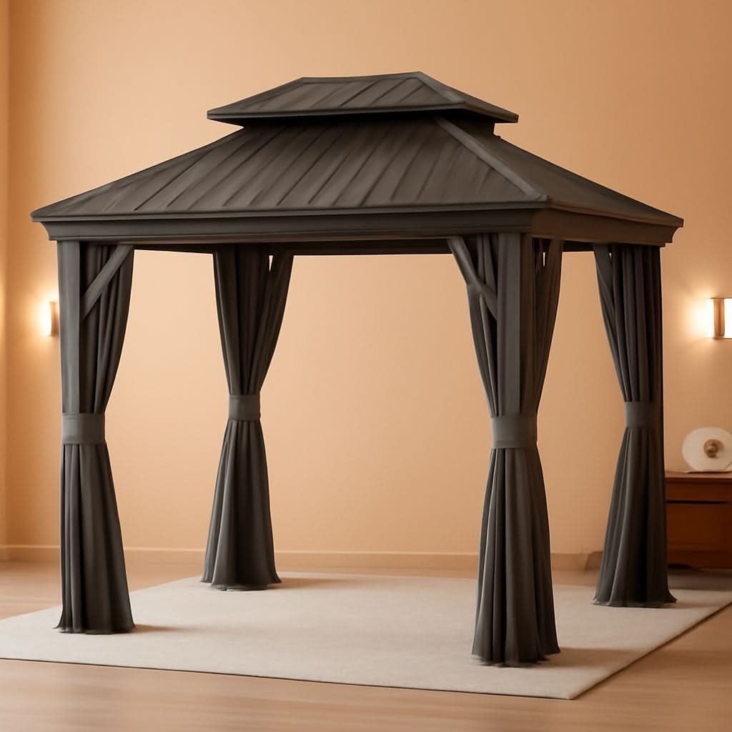 10x13 Aluminum Hardtop Gazebo With Curtains Included