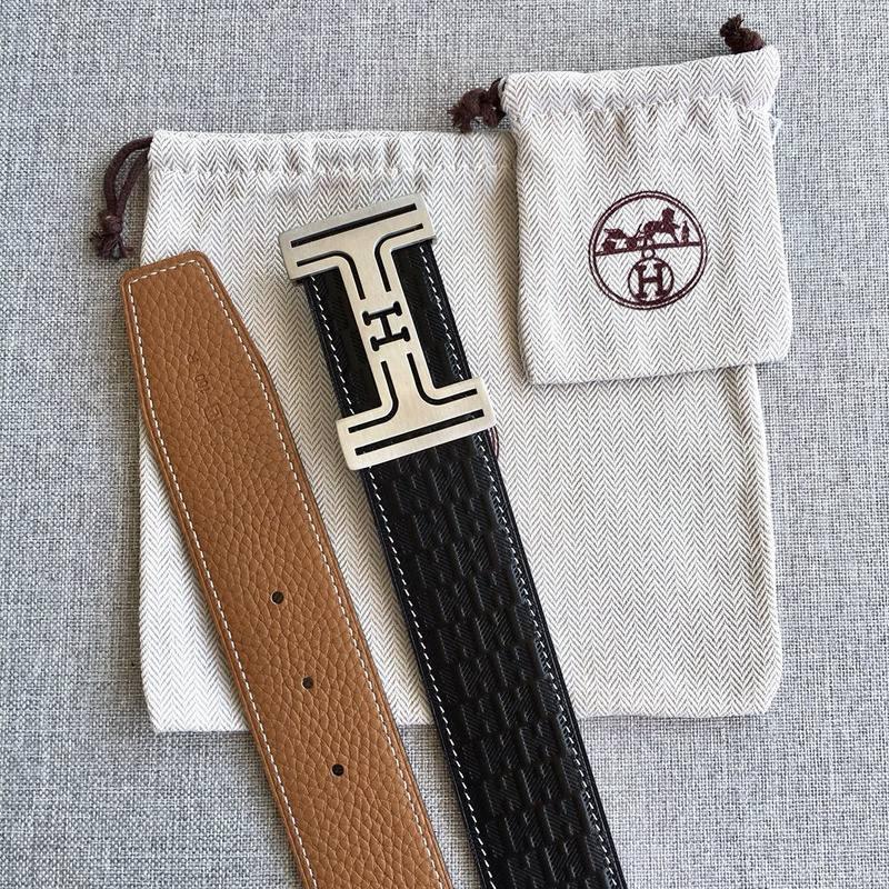 Hermes Men Silver Buckle Belt 'Black' Banlieue91