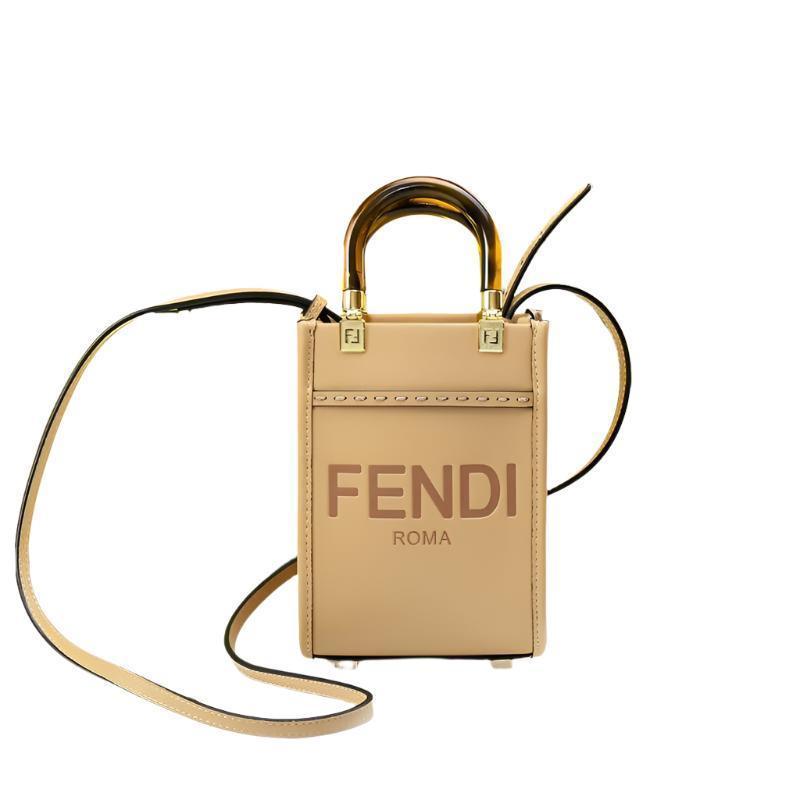 Fendi  Vitello King Plexiglass Logo Embossed Mini Fendi Sunshine Shopper Tote