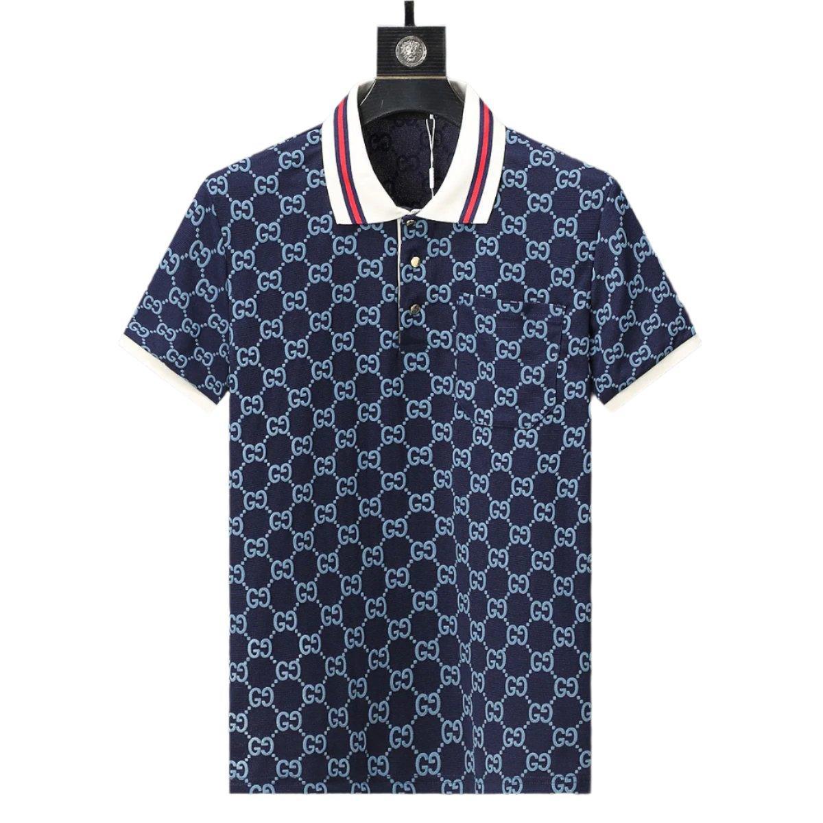 Gucci Blue T-shirt with a collar Banlieue91
