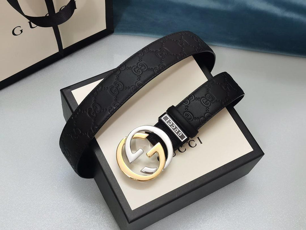 GUCCI Embellished coated-canvas and leather belt 'Black' Banlieue91