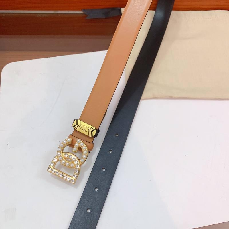 Dolce Gabbana Calfskin belt with bejeweled DG logo 'Brown' Banlieue91