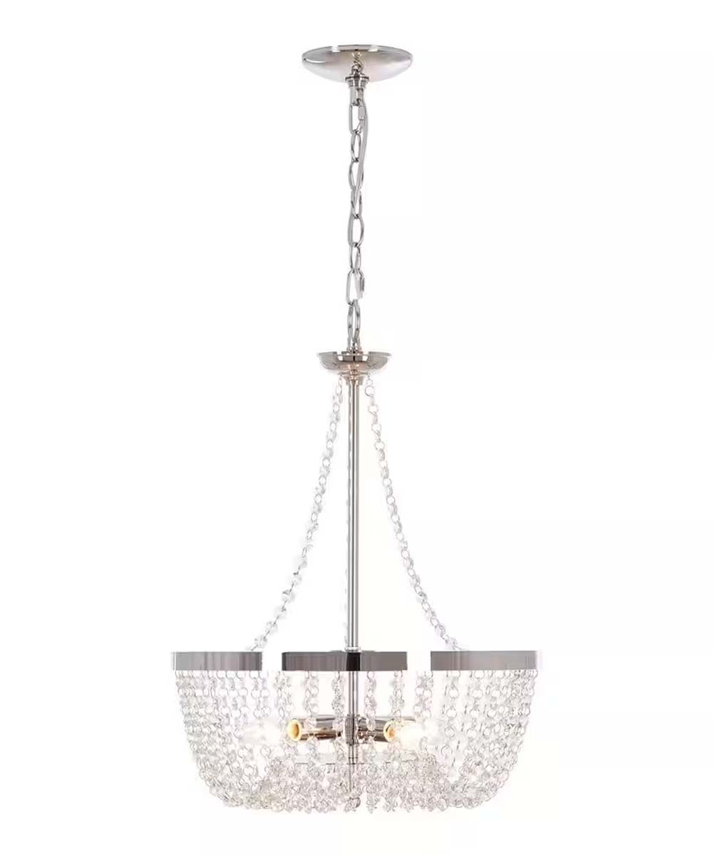 Alsy 16"W 4-Lights Bling Polished Nickel Pendant Chandelier with Crystal Glass Beads LampsUSA