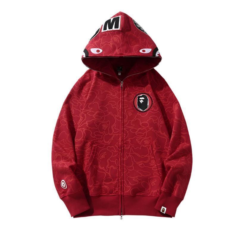 BAPE Line Camo Shark Full Zip Hoodie A Bathing Ape 'Red' Banlieue91