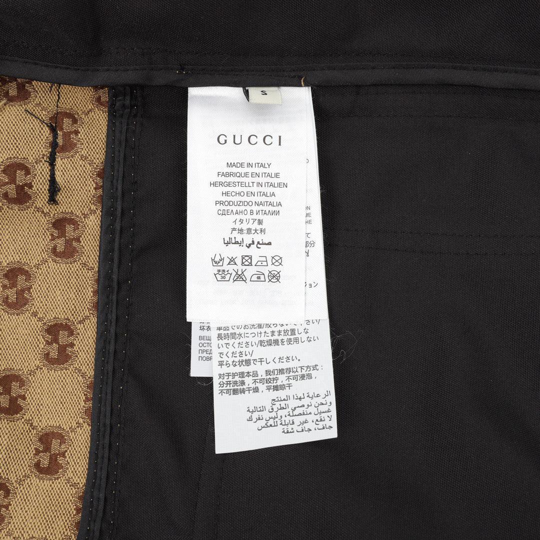 Gucci Dark Grey Bermuda Shorts with GG Canvas Inserts in Cotton Banlieue91
