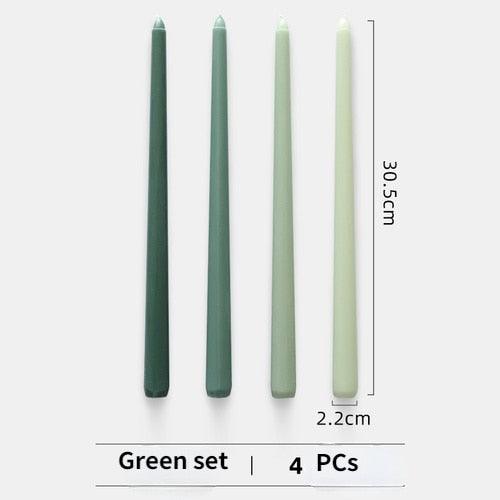 4pc Unscented 12" Candles Colored Long Stick Candle Smokeless Home Wedding Centerpiece Birthday Candle Tall Taper Candles Dripless Unscented Dinner Candle Paraffin Wax Candles
