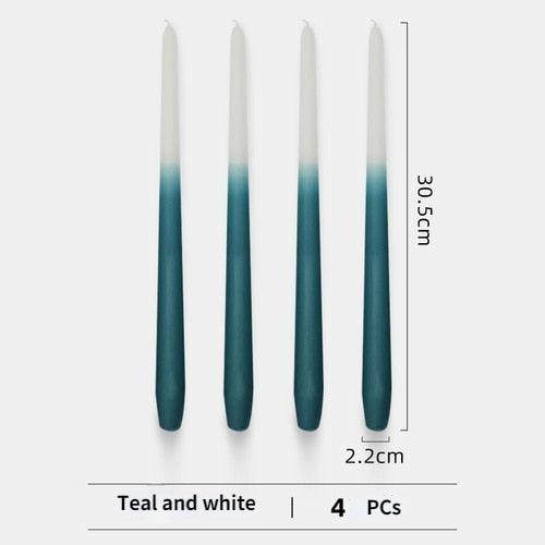 4pc Unscented 12" Candles Colored Long Stick Candle Smokeless Home Wedding Centerpiece Birthday Candle Tall Taper Candles Dripless Unscented Dinner Candle Paraffin Wax Candles