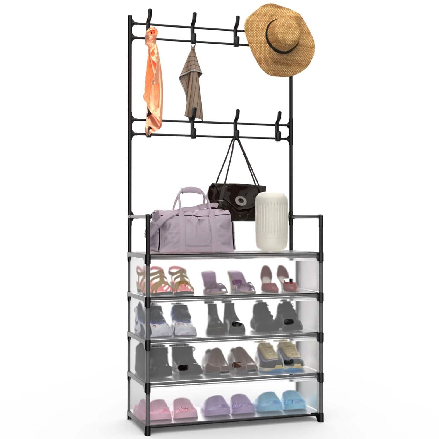 5-Tier Dustproof Entryway Hall Tree Coat and Shoe Rack DailySale