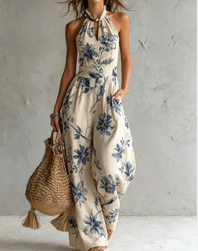 Women's Halter Backless Wide-Leg Jumpsuit | Boho Beach Jumpsuit in 7 Colors FitiqueFit