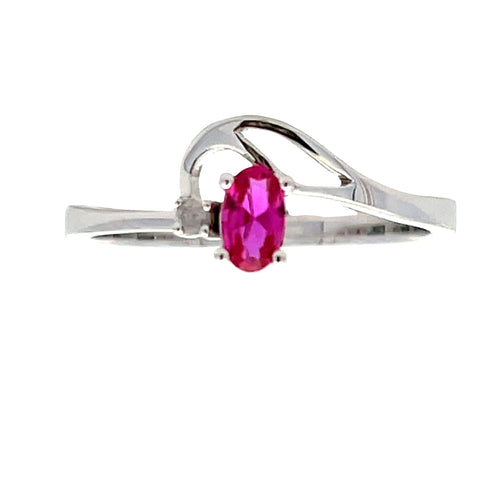 .02ct Created Ruby Diamond Ring 10KT White Gold Bids.com