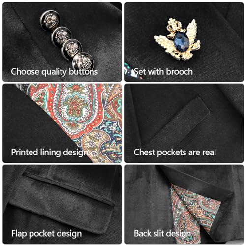 WYWK Men's Velvet Blazer For Dinner Party Wedding Prom Party WYWK