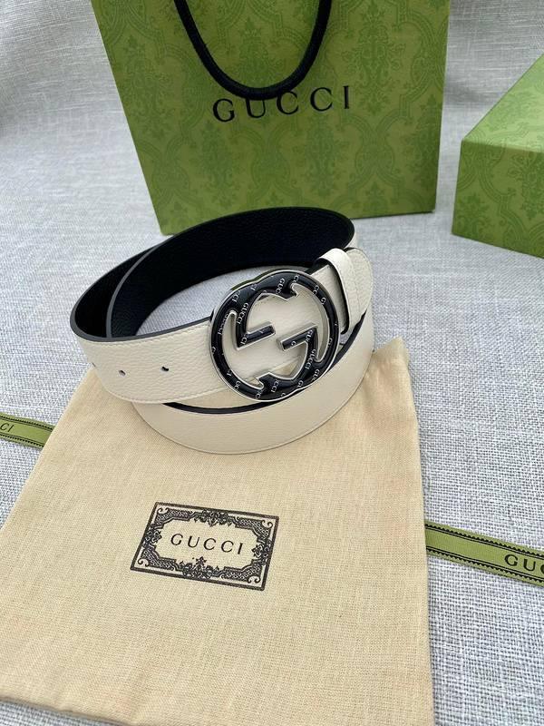 GUCCI Embellished coated-canvas and leather belt 'Cream' Banlieue91