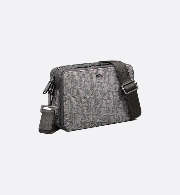 Zipped Pouch with Strap Grey and Black Dior Oblique Jacquard Banlieue91