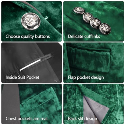WYWK Men's Velvet One Button Blazer WYWK