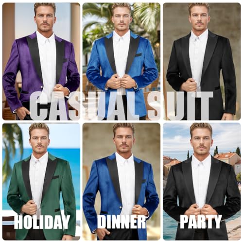 WYWK Men's Velvet Blazer One Button Casual Tuxedo WYWK