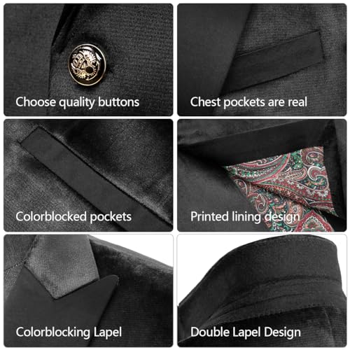 WYWK Men's Velvet Blazer One Button Casual Tuxedo WYWK