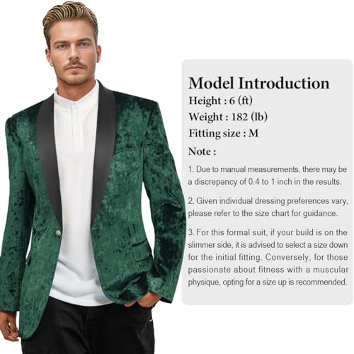 WYWK Men's Velvet One Button Blazer WYWK