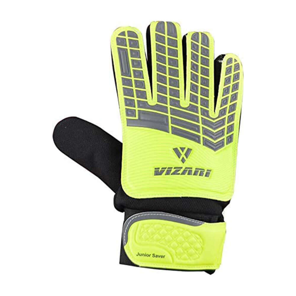 Junior Saver Soccer Goalkeeper Gloves - Yellow/Grey/Black Vizari Sports